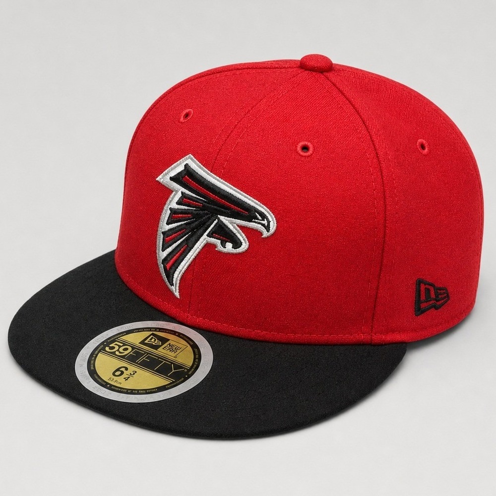 New Era 59FIFTY‎ Atlanta Falcons NFL Fitted Hat Red Black Size 6 3/4 Rise Up Cap